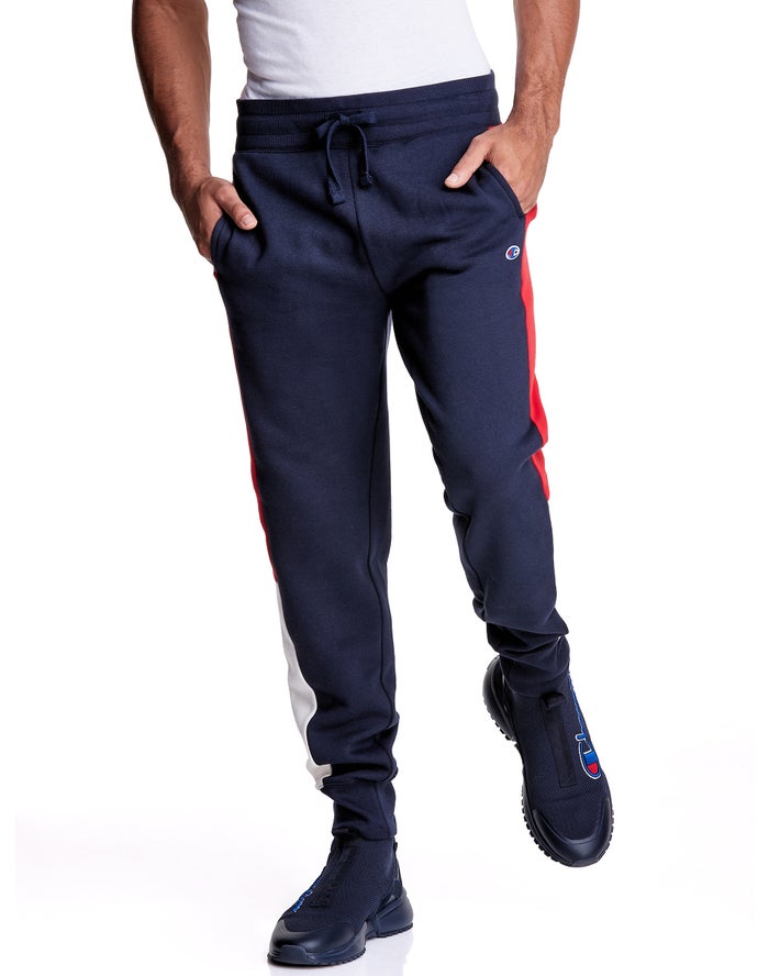 Champion Colorblock Fleece Erkek Joggers Lacivert/Turuncu ( OLZRBW047 )